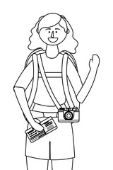 Tourist girl cartoon with bag design