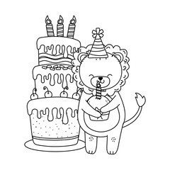 Animal cartoon with Happy Birthday icon design