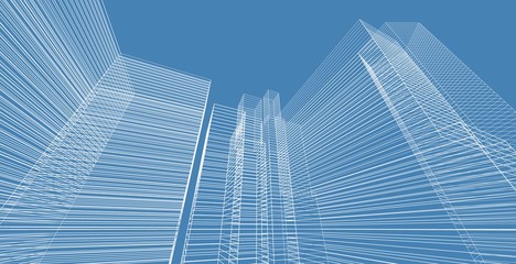 Plakat Abstract architecture wireframe background design.