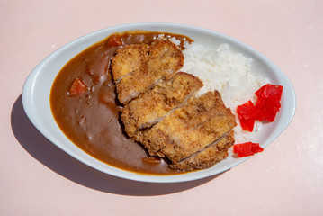 カツカレー カツ ごはん 福神漬け