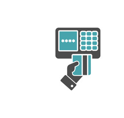 Pos terminal icon on background for graphic and web design. Simple illustration. Internet concept symbol for website button or mobile app.