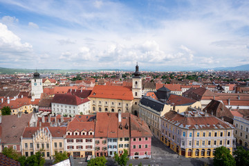 Naklejka na ściany i meble Sibiu city panoramic view 