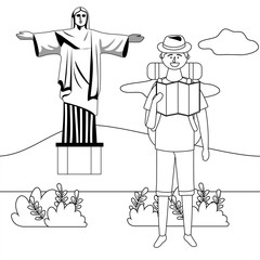 Isolated christ redemeer landmark design