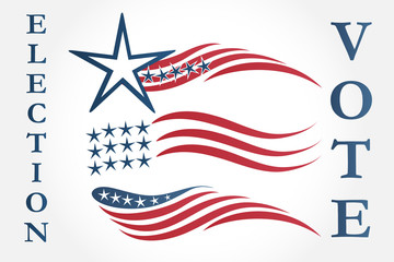 Set of American flags illustration vector