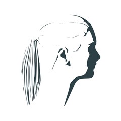 Face side view. Elegant silhouette of a female head. Portrait of a beautiful woman