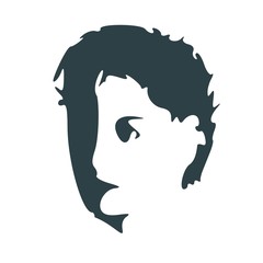 Face half turn view. Elegant silhouette of a female head.