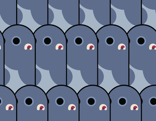 Pigeon cartoon background. Dove pattern seamless. City bird vector illustration.