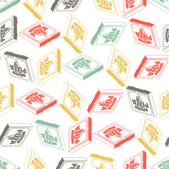 Pizza box pattern seamless. Fast food background Vector