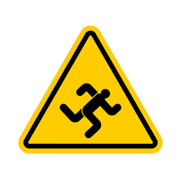 recommend clip art: Attention Running man. Warning yellow road sign chaser. Caution Runner