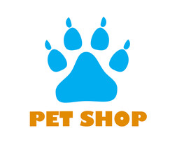 Paw Print on white background. Dog paw Logo. pet shop logo. dog pet shop simple logo icon template....