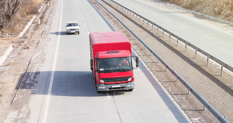 Truck on the highway. Transportation