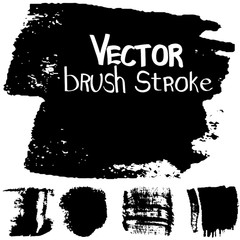 Set of strokes of black paint. Vector brush grunge. Collection of monochrome banners. Templates for inserting text