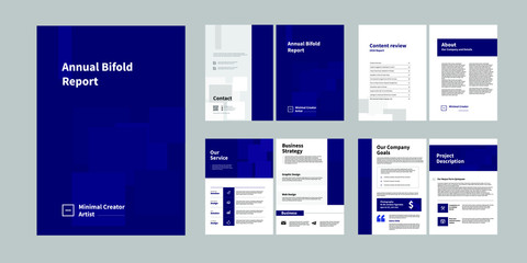 01-Report Brochure Creative Design. Multipurpose template with cover, back and inside pages. Trendy minimalist flat geometric design. Vertical a4 format. - Vector
