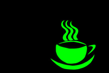 a cup of coffee green color abstraction of colored lanterns