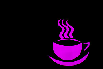 a cup of coffee purple color abstraction of colored lanterns