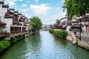 Fototapeta na wymiar Ancient Architectural Landscape of Qinhuai River in Nanjing..