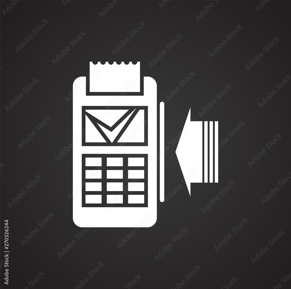 Poster pos terminal icon on background for graphic and web design. simple illustration. internet concept sy