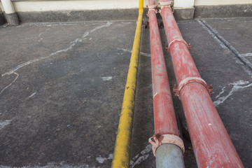 Natural gas pipelines and water pipes on the top of civil buildings
