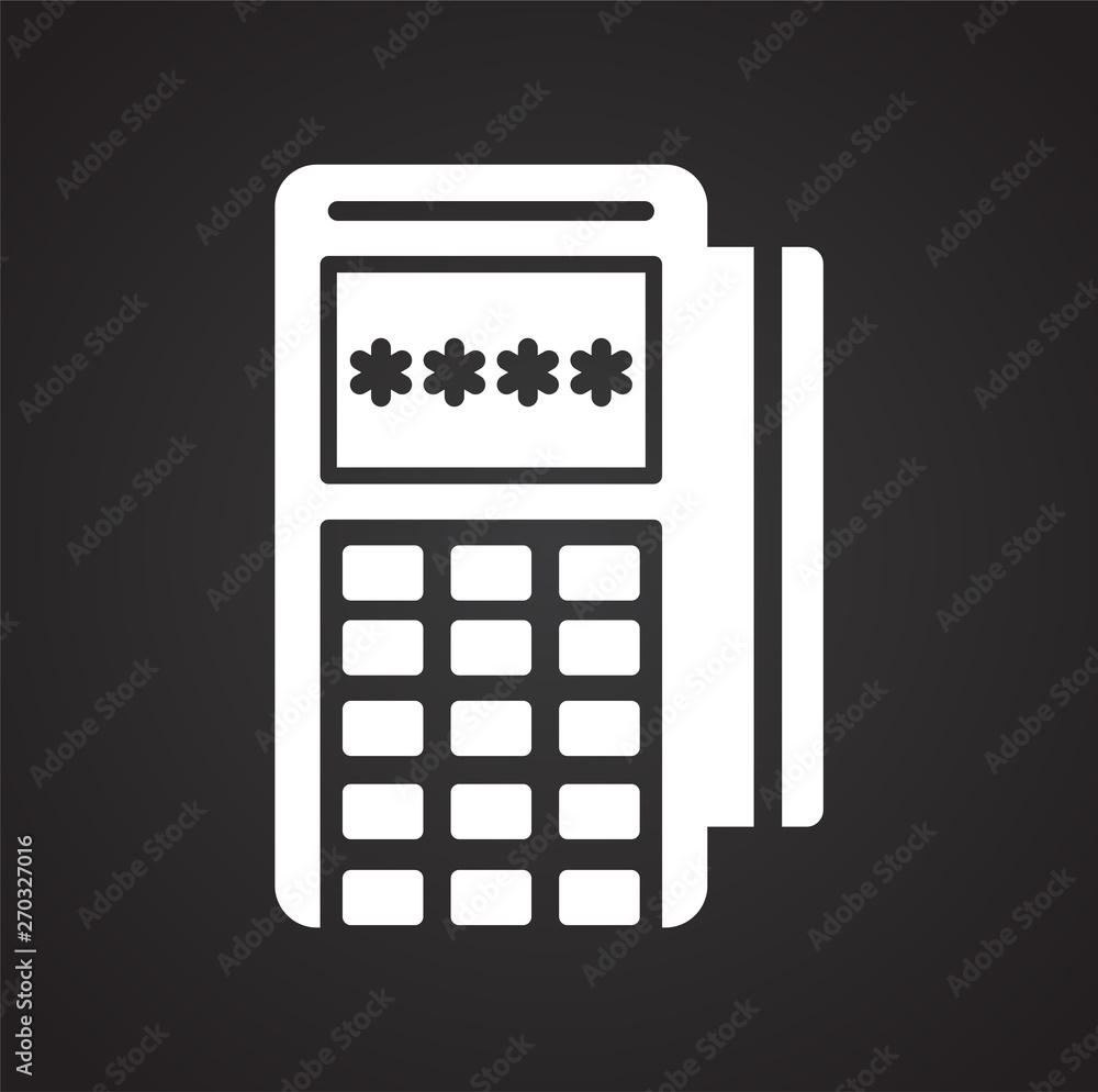 Poster pos terminal icon on background for graphic and web design. simple illustration. internet concept sy