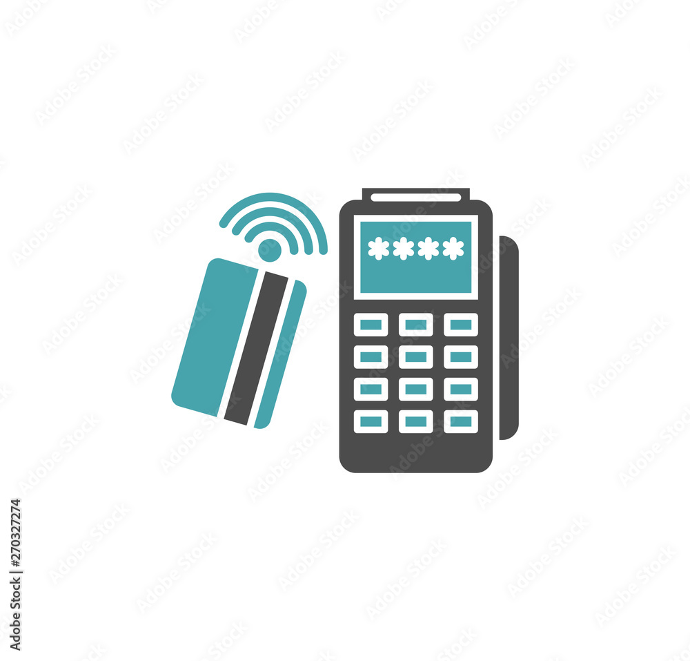Poster pos terminal icon on background for graphic and web design. simple illustration. internet concept sy