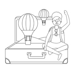 Tourist girl cartoon with bag design