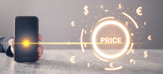 Word Price with currency symbols. Business concept - obrazy, fototapety, plakaty