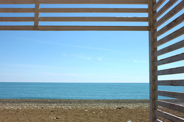 View of the beach from under the canopy