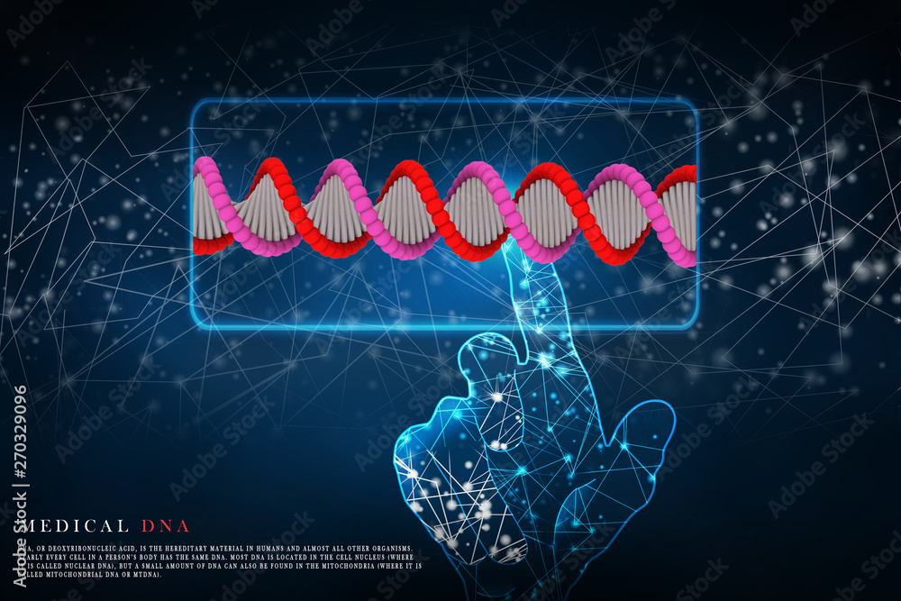 Poster 3d render of dna structure, abstract background