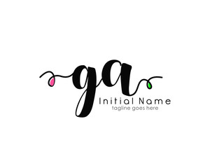 G A GA Initial brush color logo template vetor
