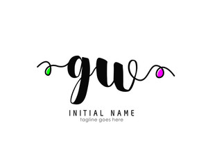 G W GW Initial brush color logo template vetor