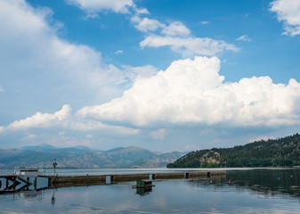 Scenic view of Lake Orestiada in the city of Kastoria, Greece