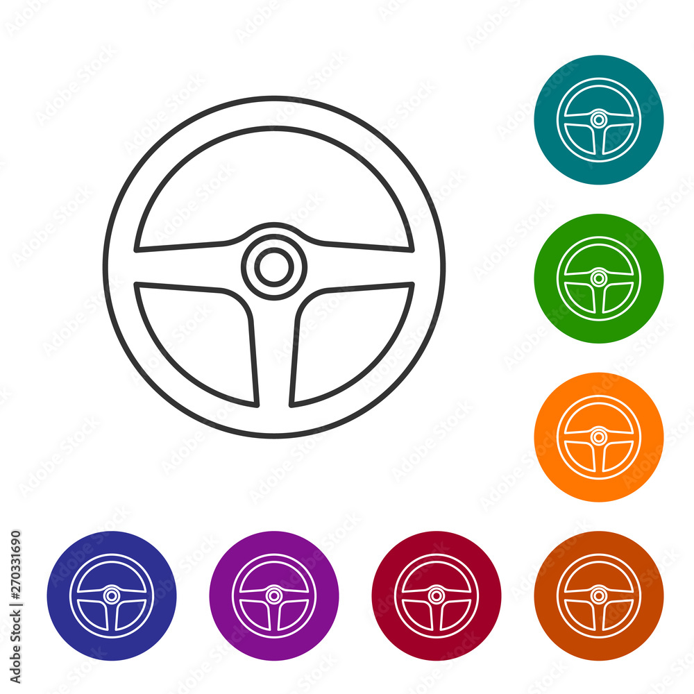 Wall mural Grey Steering wheel line icon isolated on white background. Car wheel icon. Vector Illustration