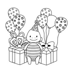 Animal cartoon with Happy Birthday icon design