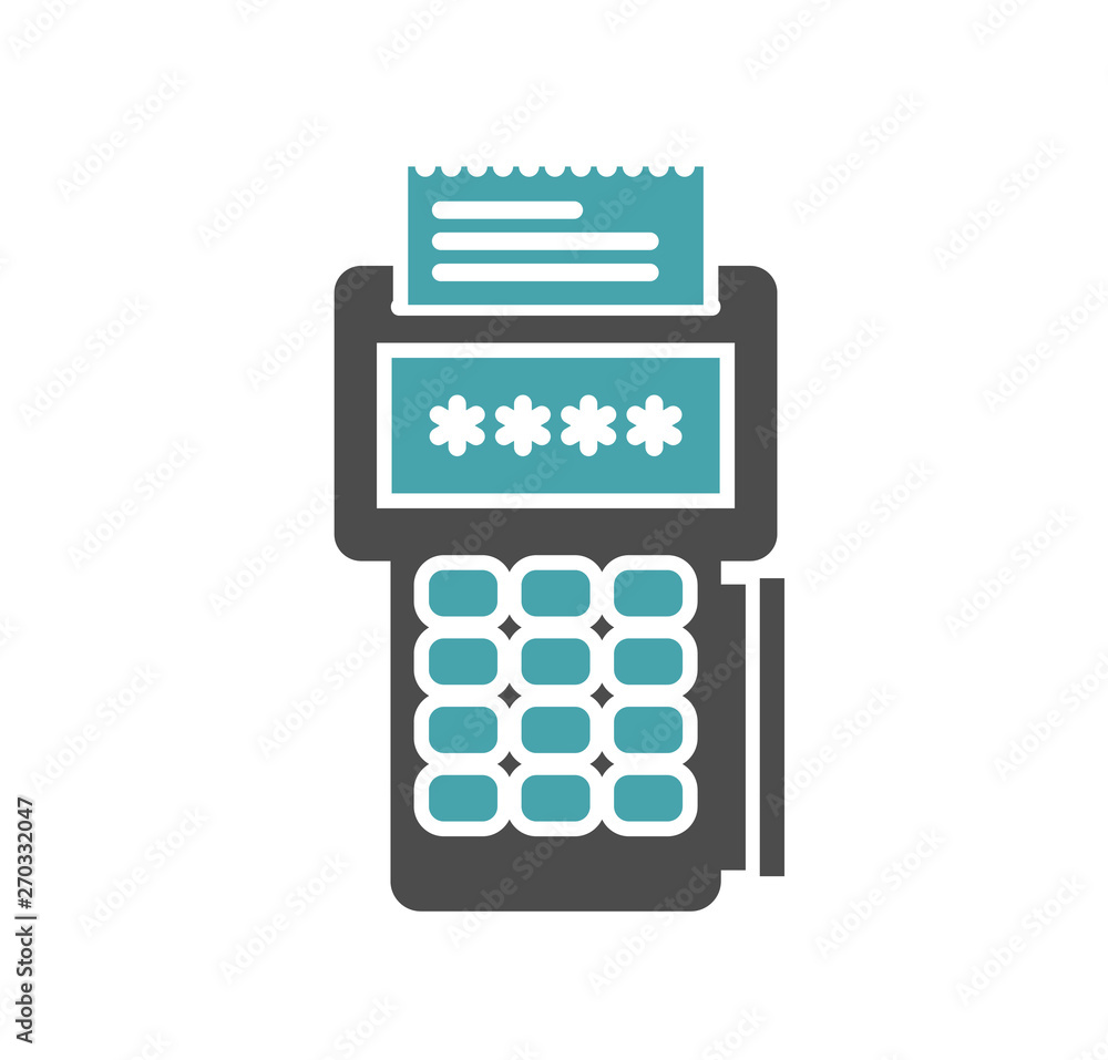 Poster pos terminal icon on background for graphic and web design. simple illustration. internet concept sy