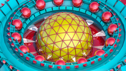 Abstract futuristic three-dimensional background of different 3d shapes. 3d render