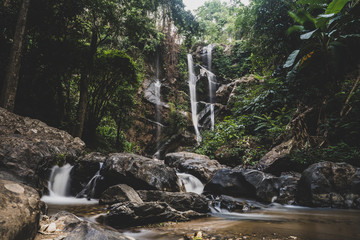 Naklejka na ściany i meble one of the most beautiful to visit waterfall call Mok Fah in Chiangmai