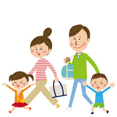 ポップな家族の家族旅行　手に持つのみ