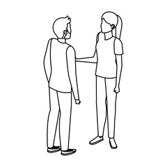 young couple talking avatars characters