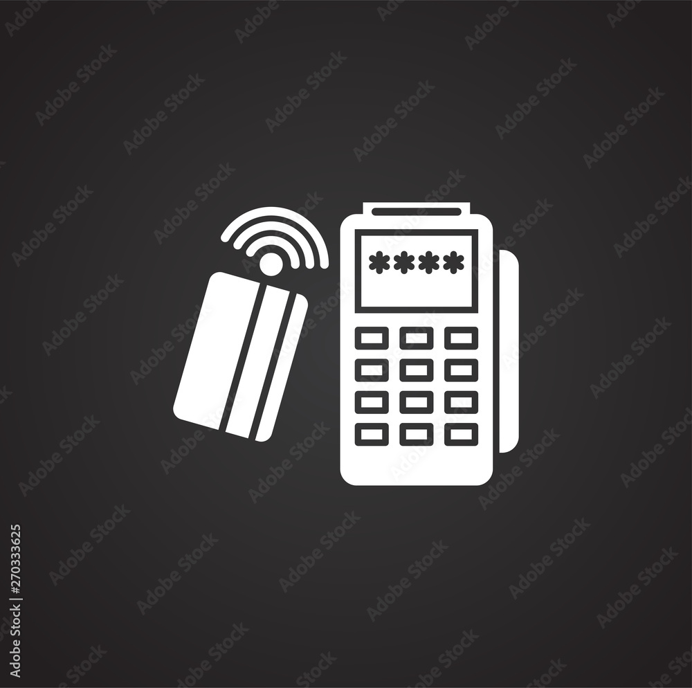 Poster pos terminal icon on background for graphic and web design. simple illustration. internet concept sy