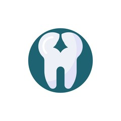 Cracked Tooth flat icon. Round colorful button, Tooth with Caries circular vector sign. Flat style design