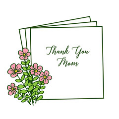 Vector illustration pink flower frames isolated on white backdrop for thank you mom
