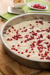 Traditional milky dessert Gullac,usually make in Ramadan with Gullac pomegranate seeds