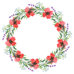 Flower wreath. Watercolor illustration