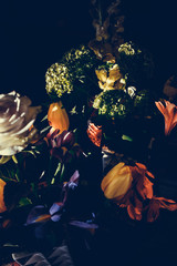 The colorful flowers.