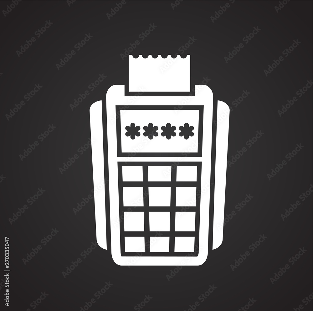Poster pos terminal icon on background for graphic and web design. simple illustration. internet concept sy