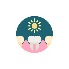 Tooth sensitive to hot flat icon. Round colorful button, Sensitive teeth circular vector sign. Flat style design