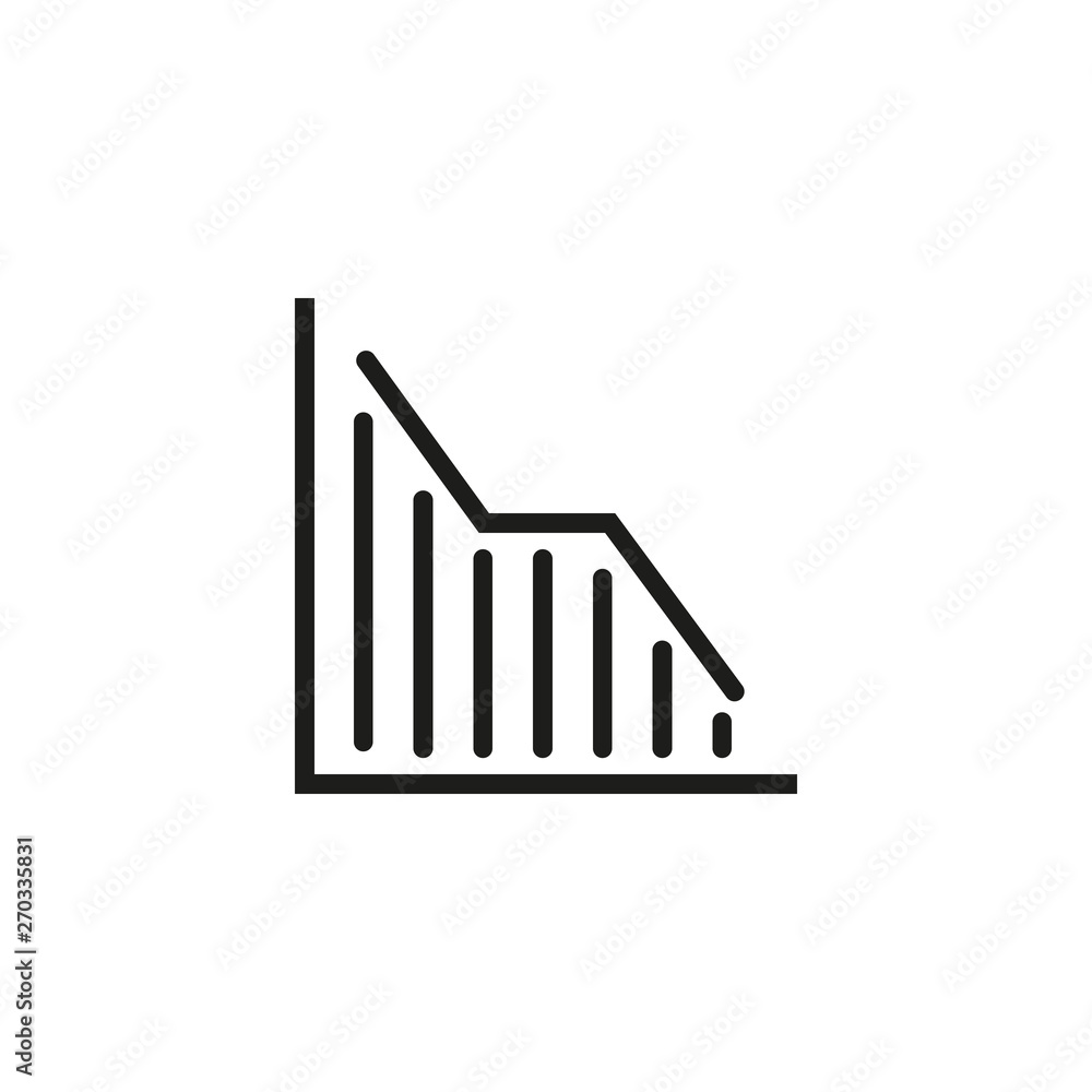 Poster line chart line icon. decline, decrease, presentation. charts and graphs concept. vector illustratio