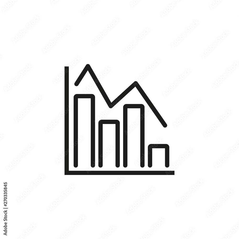 Poster linear function and bars line icon. diagram, analysis, statistics. charts and graphs concept. vector