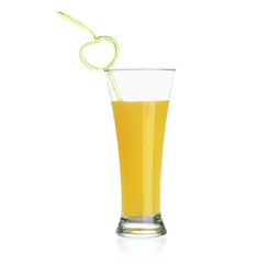 Orange juice glass isolated on white background