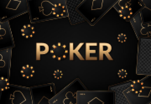 Playing cards and poker chips casino concept on dark background